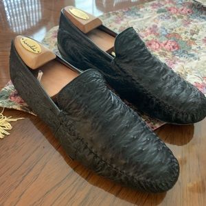 Ostrich Slip-on Black Dress shoes Mezlan